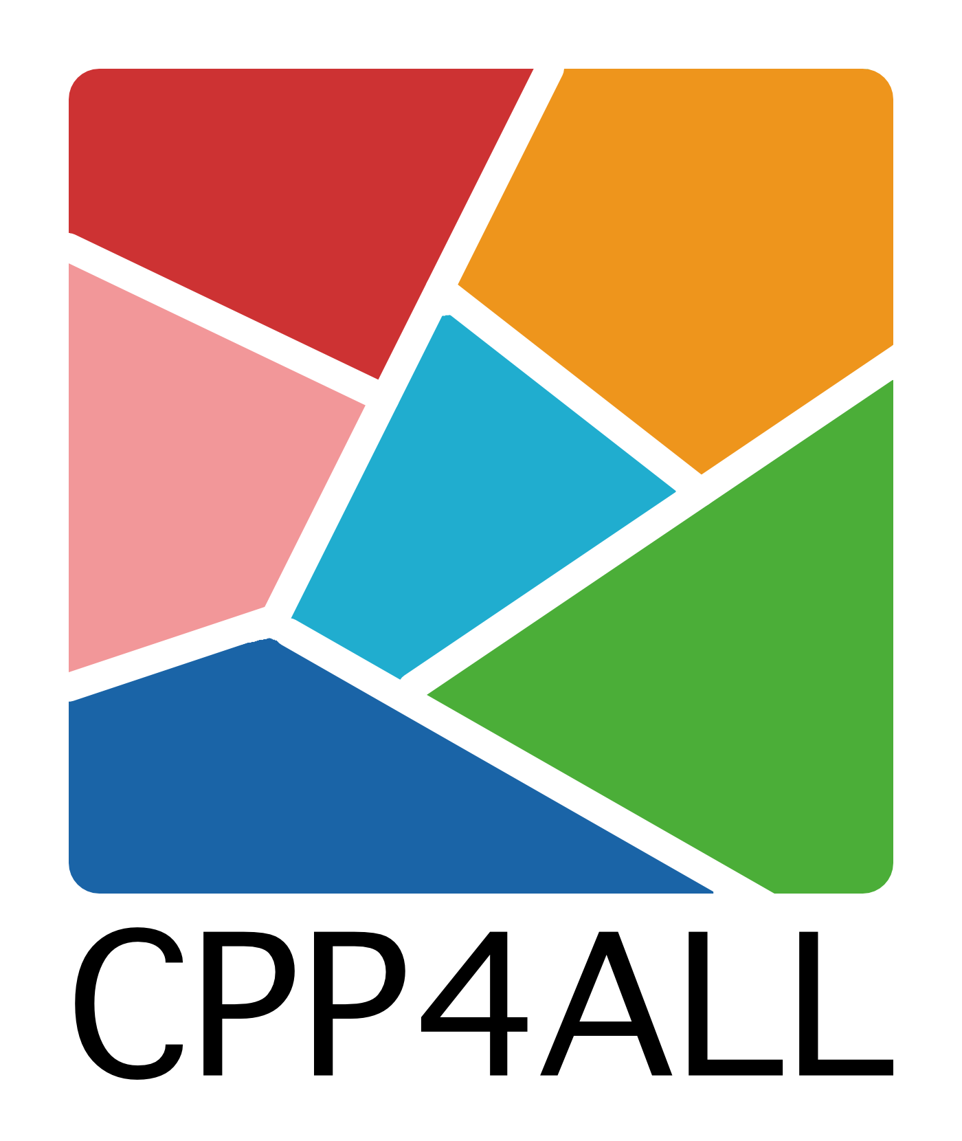 A project logo with colorful abstract shapes making a mosaic square