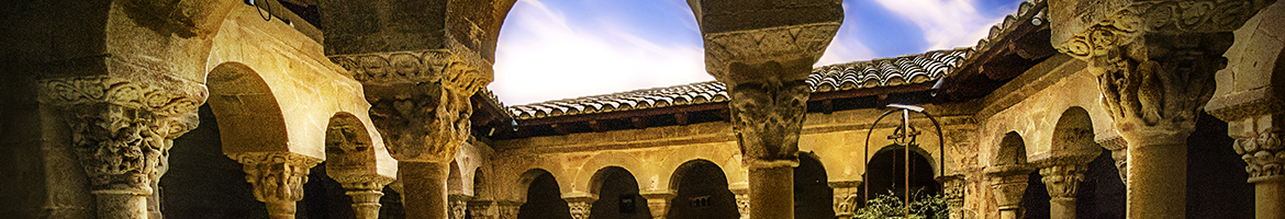 The inner column and arches courtyard of a Spanish Church