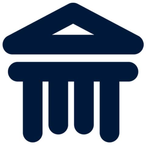Logo stylised to look like a greek temple